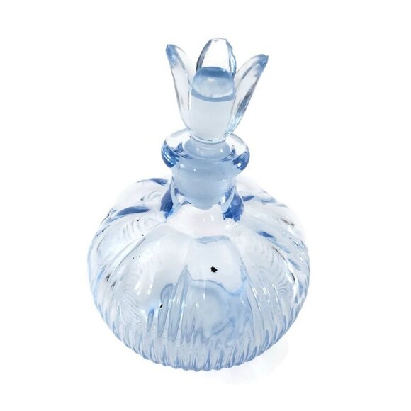 Perfume Bottle Made in Japan Round Ribbed Tulip Stopper 2.5 Inch EMPTY - Picture 5 of 13